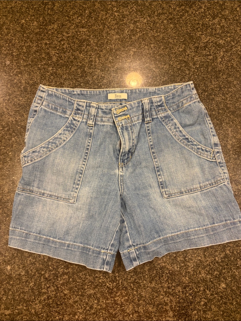 Bass Women's Light Wash Denim Shorts with Front Patch Pockets